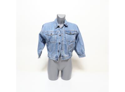 Dámská džínová bunda modrá bez kapuce