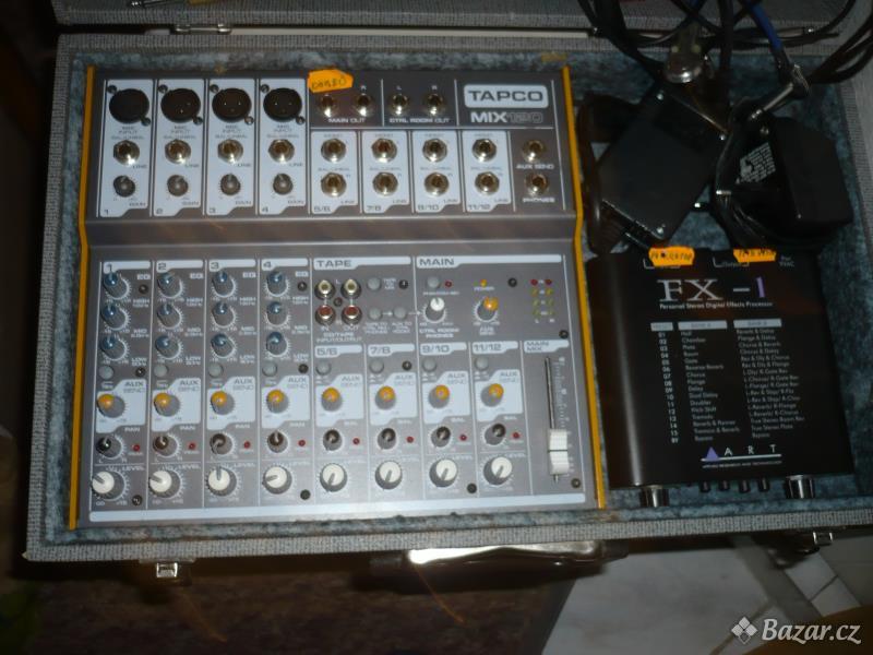 Mixážní analogový pult TAPCO MIX 120 a efektová jednotka FX - 1,  zdroje a pouzdro