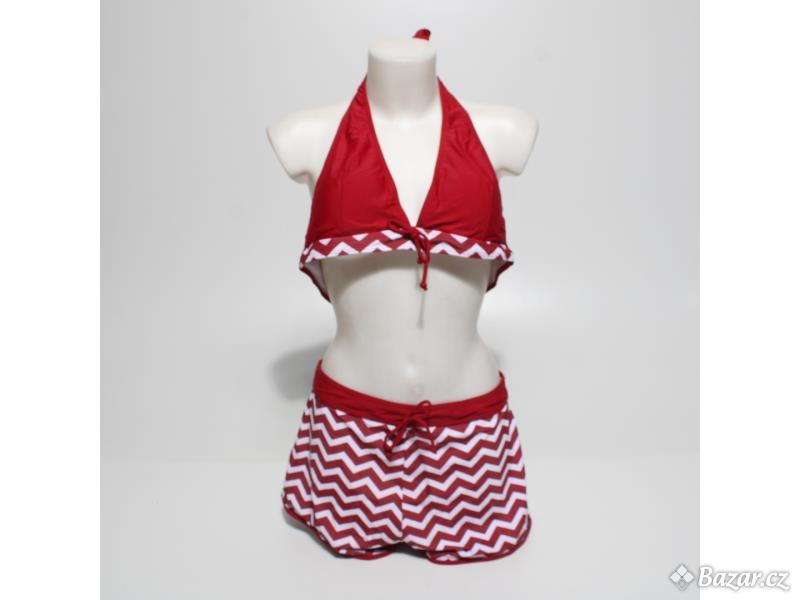 Dámské dvoudílné plavky červeno-bílé XL