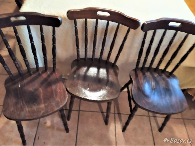 Nabízím staré dřevěné jídelní židle Thon - nově zrestaurované