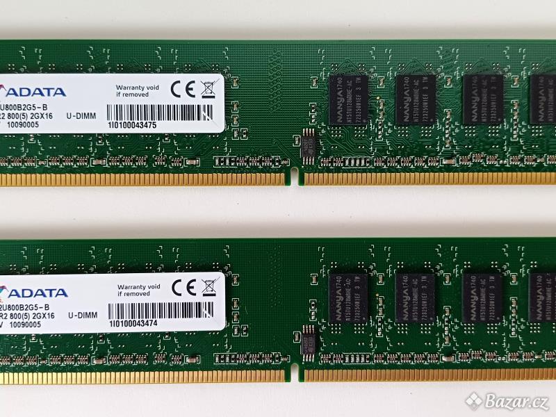 paměť RAM DDR2, 2x 2 GB, 800 MHz