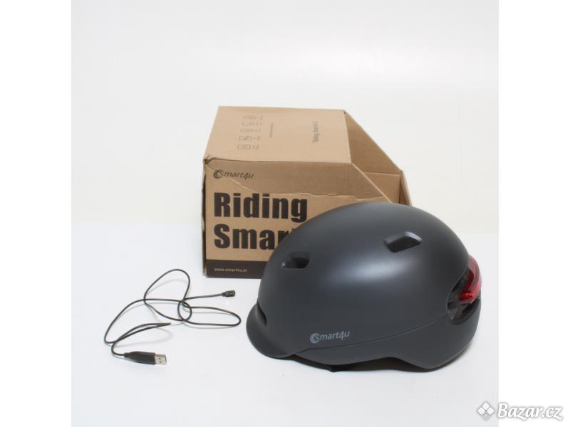 Cyklistická helma SMART4U černá se světlem M
