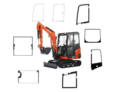 Kubota KX027-4 a KX030-4 sklo sklá okno kabíny skladom