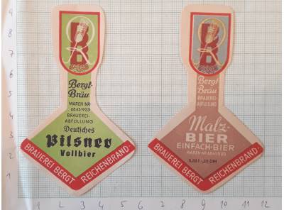 Bergt Bräu Reichenbrand - 2 staré pivní etikety 