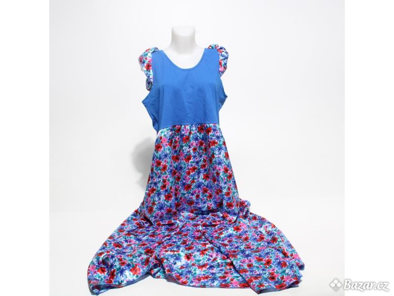 Dámské letní šaty modré s kytičkami