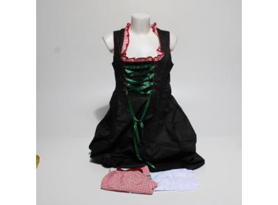 Dámské tradiční šaty SCARLET DARKNESS 3dílné šaty Dirndl Midi ke kolenům kostkovaný kostým na