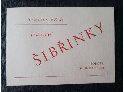  Pozvánka - Šibřinky Fryšták 1962 