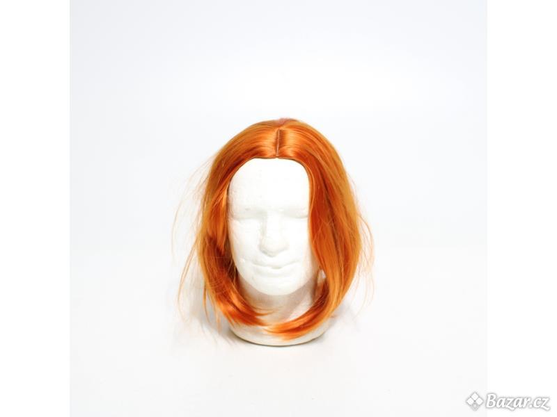 PORSMEER Oranžová Krátká Bobová paruka Rovná Rovná Módní paruka z přírodních syntetických vlasů s