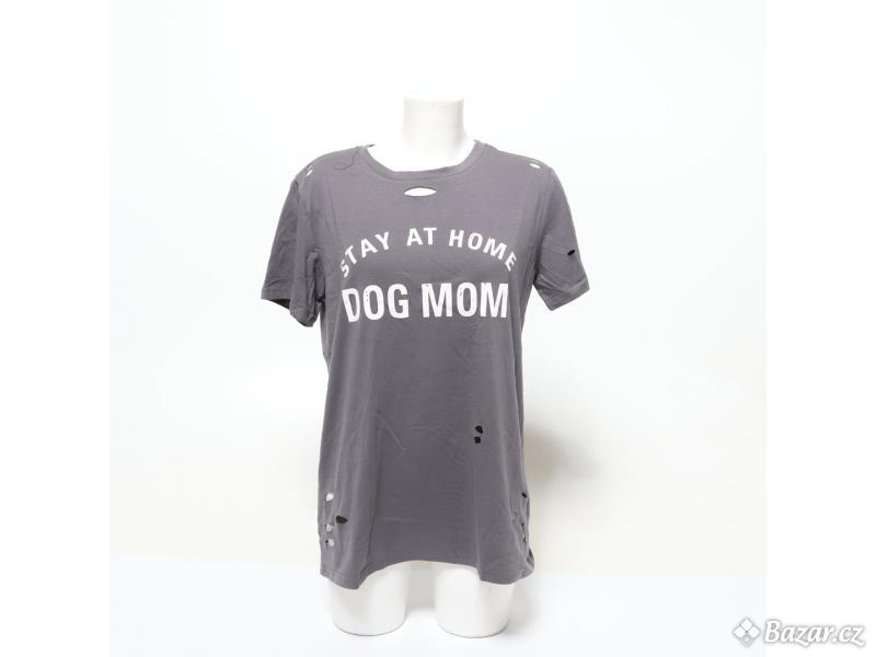Dámské tričko Uusollecy Dog Mom šedé vel. L 