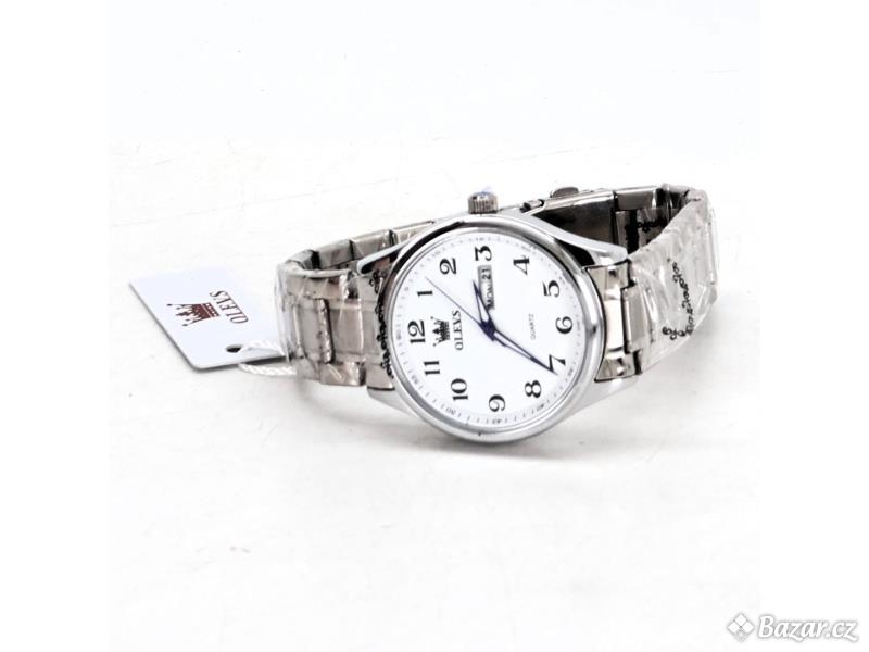 Bílé analogové hodinky OLEVS 