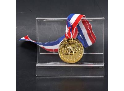 Bowlingové medaile pro děti, balení 12 ks Bowling Party Bags Zlatá kovová medaile s tříbarevnou