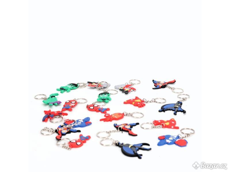 MEIYIFAN Balení 30 mini přívěsků na klíče, dětské klíčenky, přívěsky na klíče pro superhrdiny,