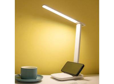 Stolní lampa LED skládací, 3 odstíny světla + držák na mobil/knihu