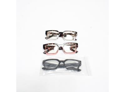 Čtvercové brýle na čtení JM 3 kusy