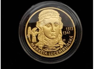 Zlatá medaile Markéta Lucemburská, průměr 28 mm, 15,56g, Au 999,9 náklad 97 ks,