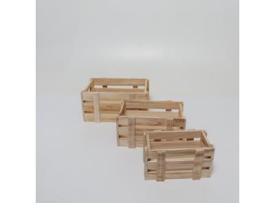 Úložné boxy Belle Vous 3 ks dřevěné