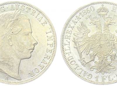 Ag 1 Florin-1 Gulden (Zlatník) 1860 A František Josef I. Rakousko-Uhersko mince