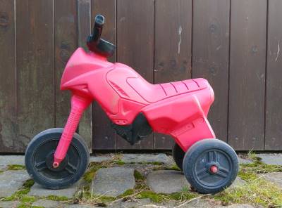 Dětské odrážedlo motorka, růžové, plně funkční 
