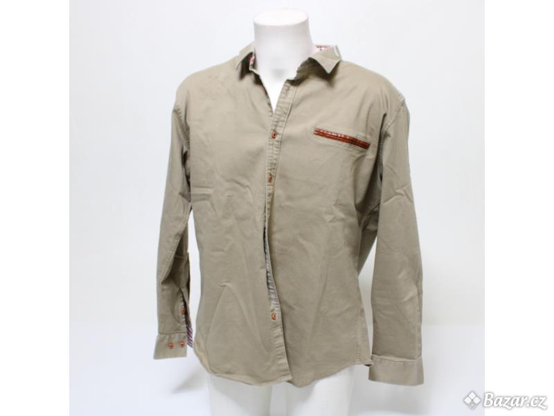 Pánská košile Coofandy khaki, vel. 3XL