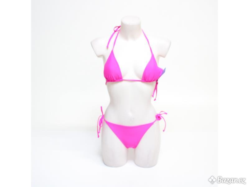 Halcurt Plavky Dámské Triangle Bikiny Set Boční Zavazování Spodní část bikin Neon Pink XS