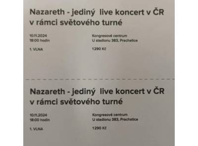 Obrázek k inzerátu: Lístky na koncert Nazarethu - 2 ks